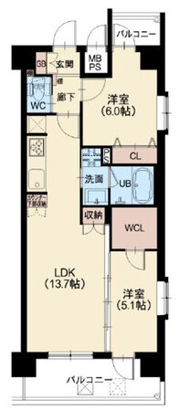 スプランディッド難波WESTIIの物件間取画像